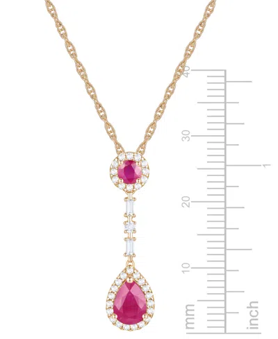 Macy's Ruby (1-1/6 Ct. T.w.) & Diamond (1/4 Ct. T.w.) 18" Lariat Necklace In 14k Gold In Gold