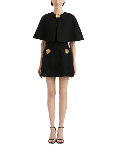 Oscar De La Renta Midi Sleeve Tweed Jacket In Black