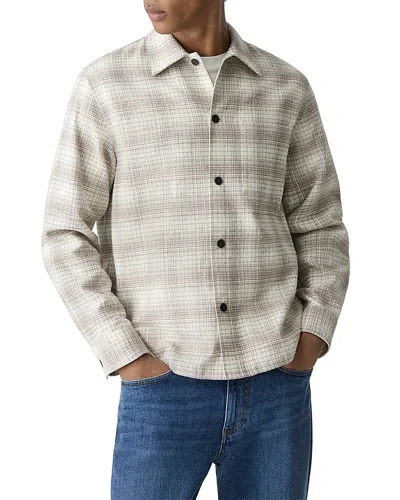Theory Button-up Shirt In Textured Check In Neutral