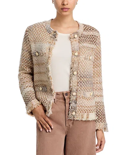 Veronica Beard Womens Desert Khaki Multi Sariyah Fringed-trims Cotton-blend Jacket In Brown