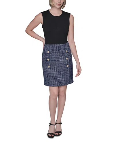 Karl Lagerfeld Women's Mixed Media Sleeveless Minidress In Multi