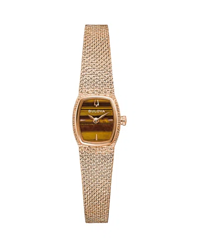 Bulova Goddess Of Time Womens Rose Goldtone Stainless Steel Bracelet Watch 97l185 In Gold