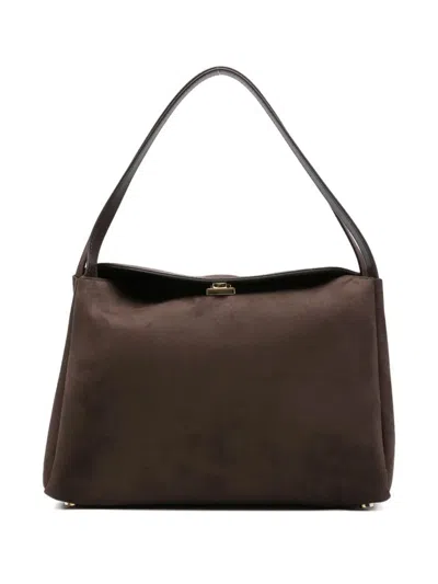 Themoirè Suede Shoulder Bag Gold-tone Hardware In Brown