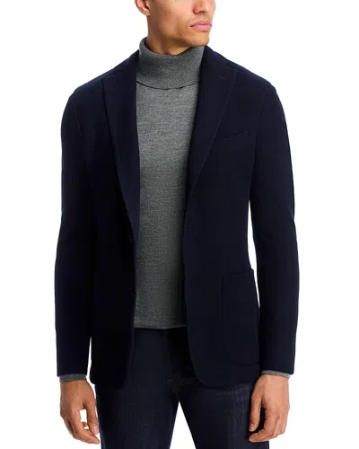Boglioli Wool Blend Honeycomb Knit Regular Fit K-jacket In Blue