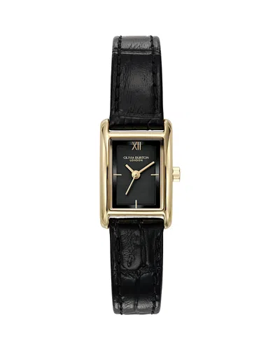Olivia Burton Women's Mini Grove Black Leather Calfskin Strap Watch, 16mm