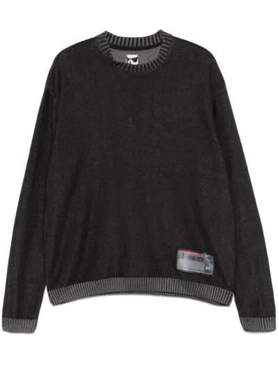 Gr10k Textured Dark Grey Crewneck Sweatshirt With Ribbed Details In Gray