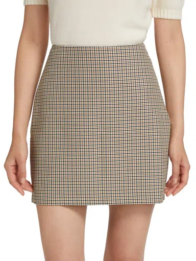Toccin Maris Plaid Mini Skirt In Camel Multi