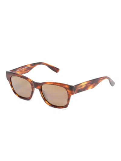 Maui Jim Tortoiseshell Rectangle-frame Sunglasses In Brown