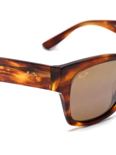 Maui Jim Tortoiseshell Rectangle-frame Sunglasses In Brown