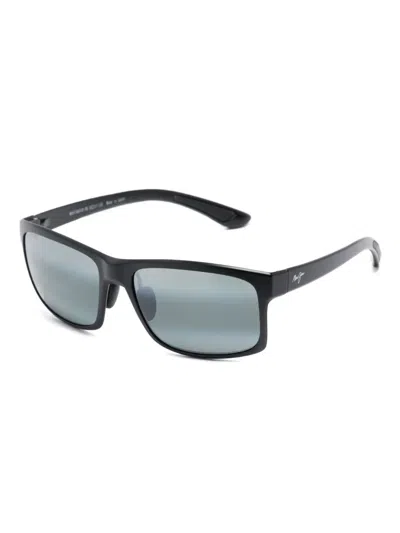 Maui Jim Pokowai Arch Rectangle-frame Sunglasses In Black