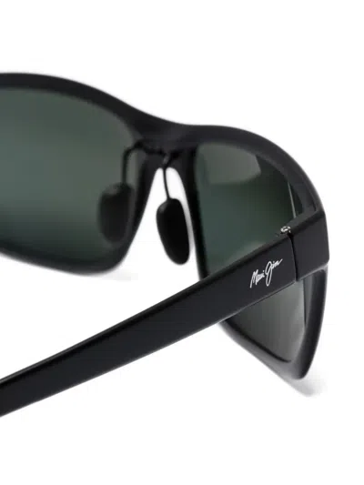 Maui Jim Pokowai Arch Rectangle-frame Sunglasses In Black