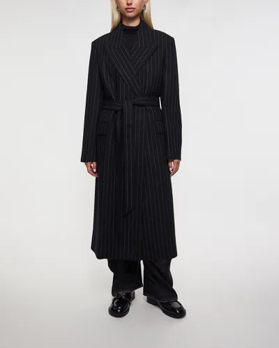 Acne Studios Women Long Coat With Belt At The Waist In Blue