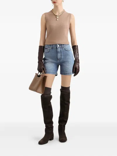 Dolce & Gabbana Round-neck Sleeveless Top In Brown