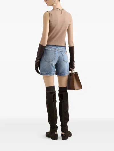 Dolce & Gabbana Round-neck Sleeveless Top In Brown