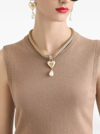 Dolce & Gabbana Round-neck Sleeveless Top In Brown