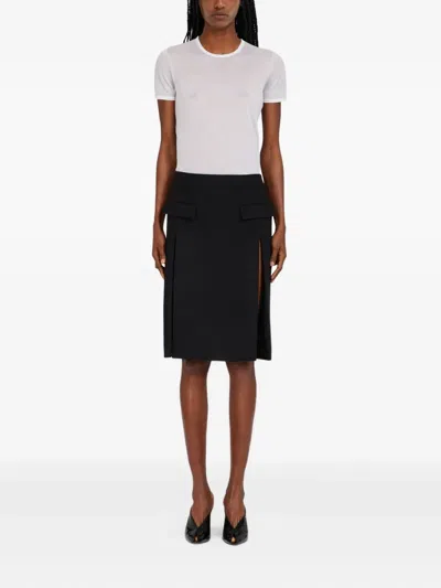 Ferragamo Double-slit Midi Skirt In Black