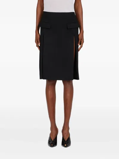 Ferragamo Double-slit Midi Skirt In Black