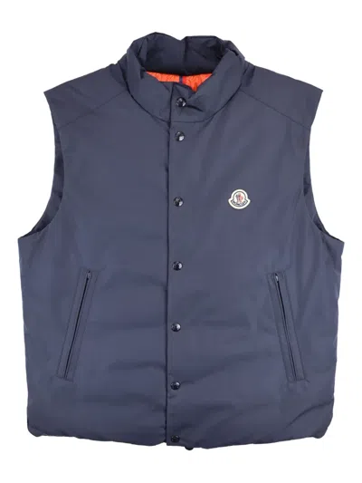 Moncler Pilat Quilted Stud-fastening Gilet In Blue