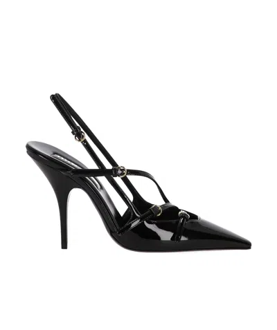 Miu Miu Patent Leather Slingbacks With Buckles In Multi