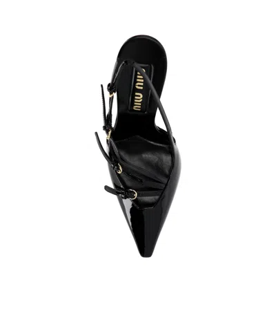Miu Miu Patent Leather Slingbacks With Buckles In Multi