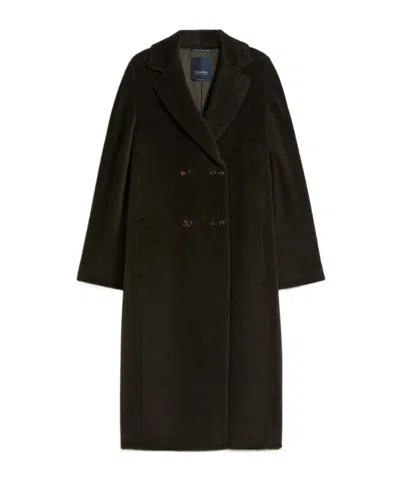Max Mara Roseto Midi Coat In Alpaca And Wool Black In Black