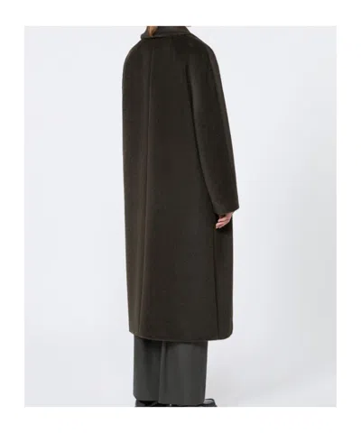 Max Mara Roseto Midi Coat In Alpaca And Wool Black In Black