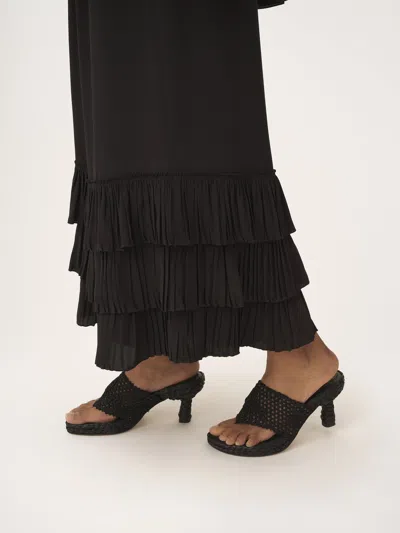 Chloé Wide Leg Trousers Ruffled Hem In Black