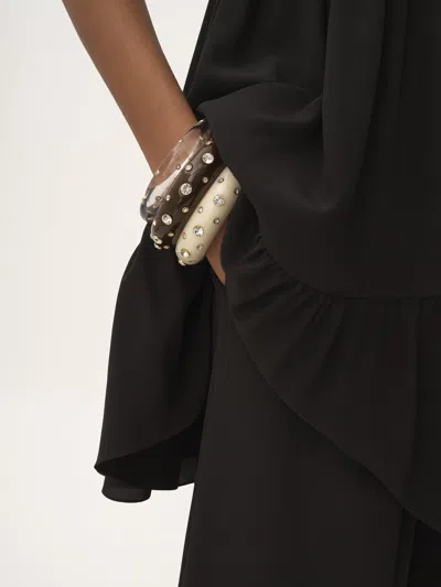 Chloé Wide Leg Trousers Ruffled Hem In Black