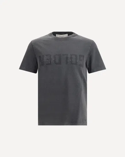 Golden Goose T-shirt In White Cotton With Iconic Logo Star In Gray