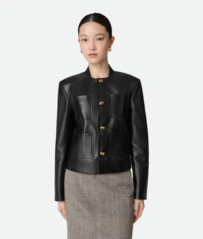 Bottega Veneta Soft Napa Lambskin Leather Jacket With Knot Buttons In Black