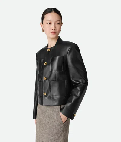 Bottega Veneta Soft Napa Lambskin Leather Jacket With Knot Buttons In Black