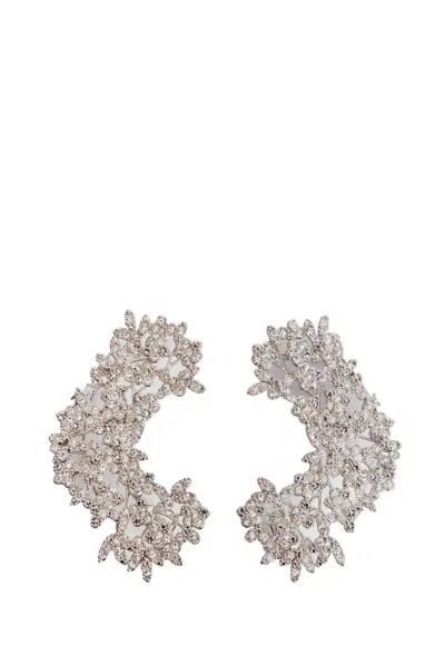 Jil Sander Silver-plated Zirconia Earrings In Metallic