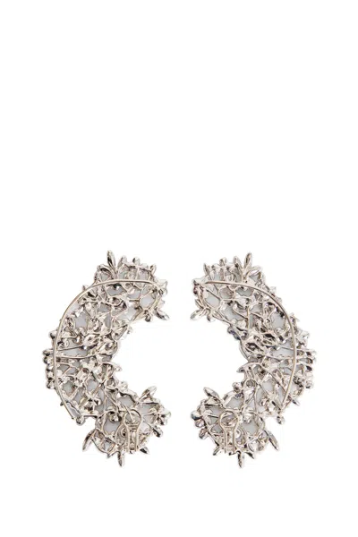 Jil Sander Silver-plated Zirconia Earrings In Metallic