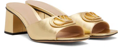 Valentino Garavani Valentino Vlogo Signature Leather Sandal In Gold