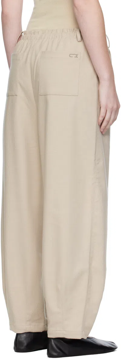 Umarmung Off-white Wool Flannel Oval Silhouette Lounge Pants In White