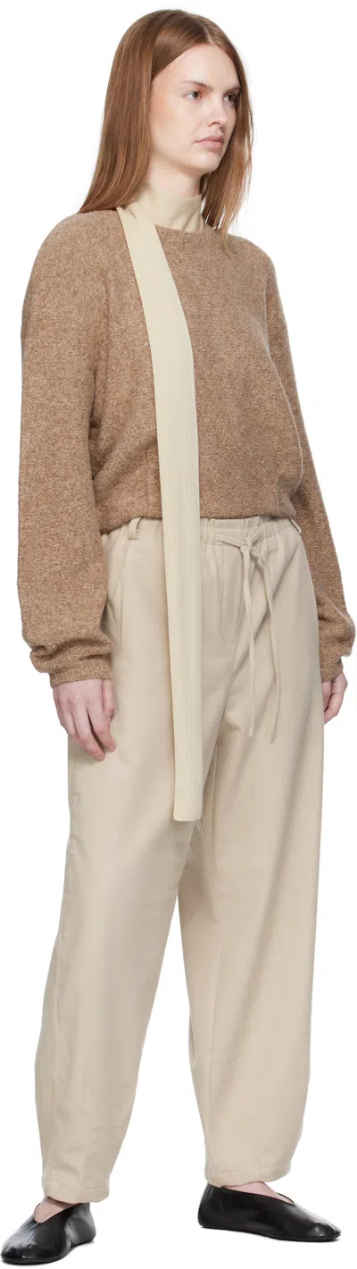 Umarmung Off-white Wool Flannel Oval Silhouette Lounge Pants In White