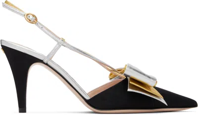 Valentino Garavani Slingback Bowow Pumps Black With Bow In Multi