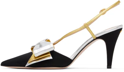 Valentino Garavani Slingback Bowow Pumps Black With Bow In Multi