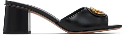Valentino Garavani Vlogo Signature Slide Sandal In Calfskin 60mm Woman Black 41.5 In Multi