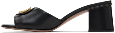 Valentino Garavani Vlogo Signature Slide Sandal In Calfskin 60mm Woman Black 41.5 In Multi