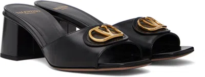 Valentino Garavani Vlogo Signature Slide Sandal In Calfskin 60mm Woman Black 41.5 In Multi
