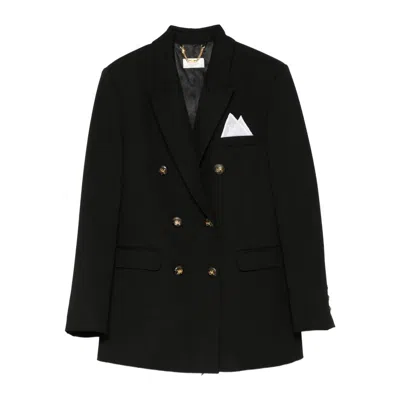 Elisabetta Franchi Cotton Gabardine Blazer With Breast Pocket In Multi