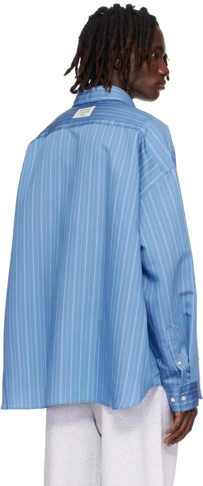 Acne Studios Striped Long Sleeve Button Up Shirt In Blue