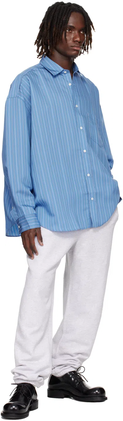 Acne Studios Striped Long Sleeve Button Up Shirt In Blue