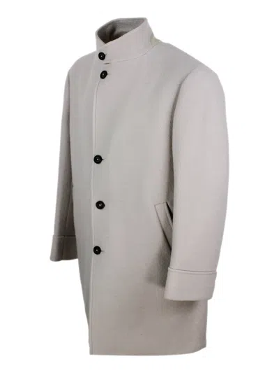 Eleventy Stand Collar Wool Coat In Gray