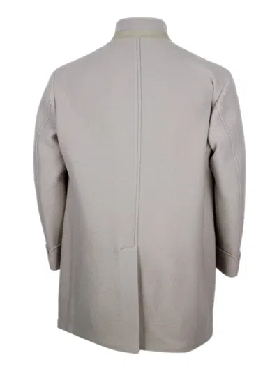 Eleventy Stand Collar Wool Coat In Gray