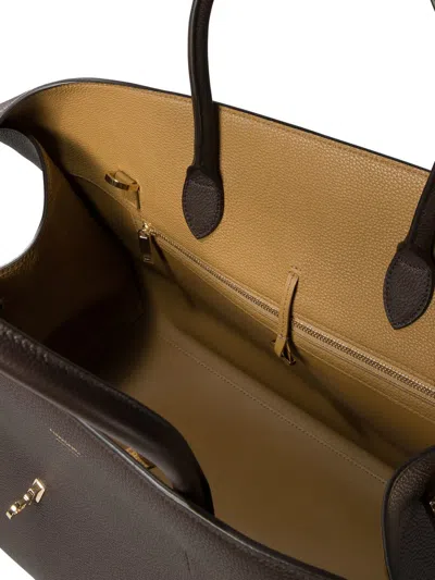 Ferragamo Hug M' Black Handbag With Logo And Gancini Buckle In Leather In Brown