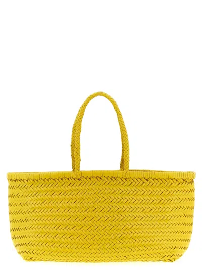 Dragon Diffusion Large Rectangular Shoulder Bag With Woven Texture In Yellow