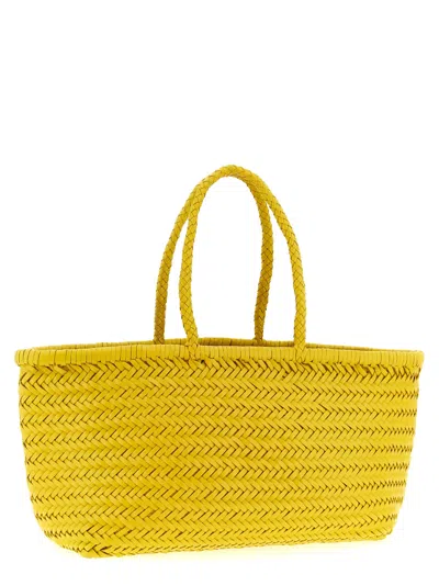 Dragon Diffusion Large Rectangular Shoulder Bag With Woven Texture In Yellow