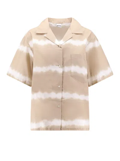 Aspesi Cotton Shirt With Printed Tie-dye Pattern In Neutral